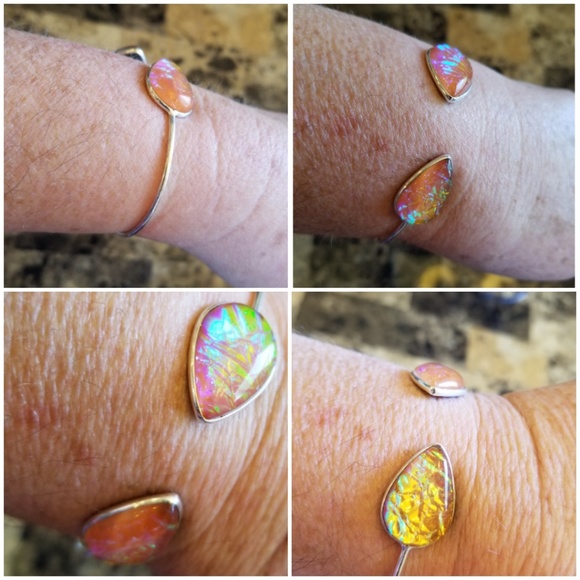 Genuine Pink Australian Triplet Opal Bracelet - Picture 3 of 4